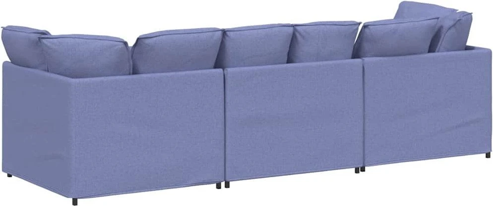 Modulinė sofa su pagalvėlėmis, audinys, džinso mėlyna