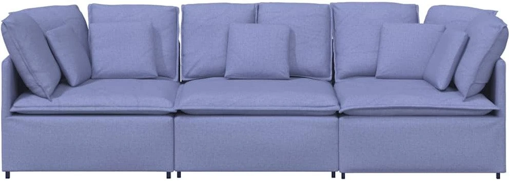 Modulinė sofa su pagalvėlėmis, audinys, džinso mėlyna