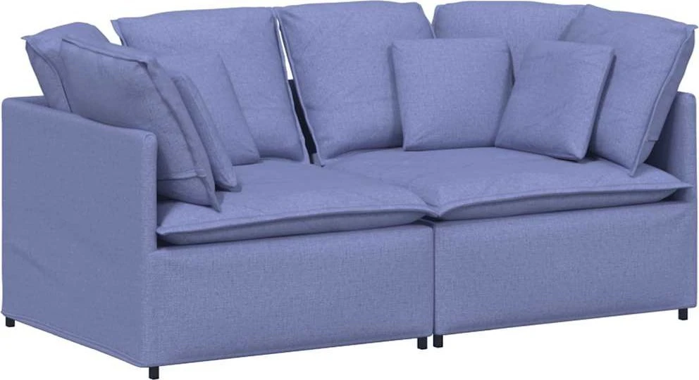 Modulinė sofa su pagalvėlėmis, audinys, džinso mėlyna