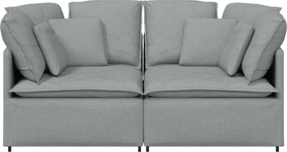 Modulinė sofa su pagalvėlėmis, audinys, šviesiai pilka