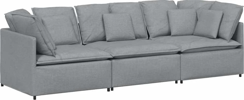 Modulinė sofa su pagalvėlėmis, audinys, šviesiai pilka
