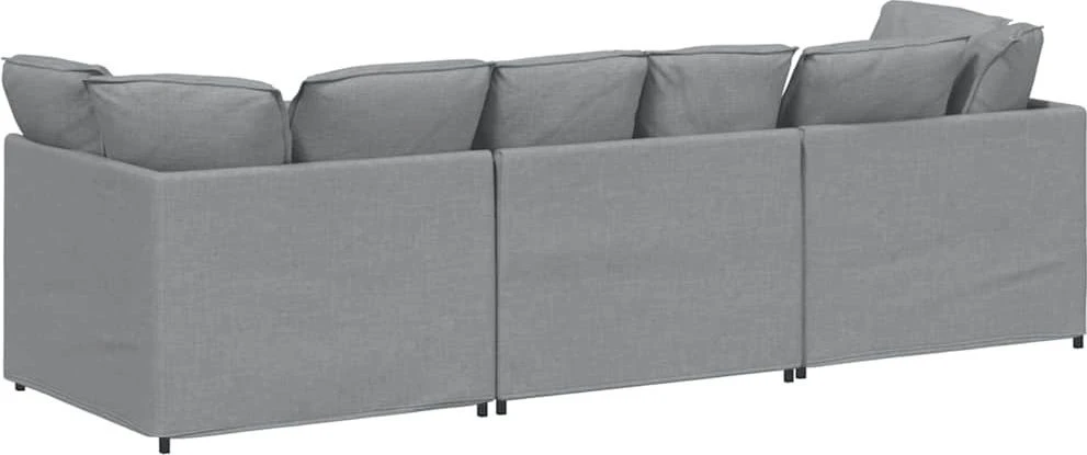Modulinė sofa su pagalvėlėmis, audinys, šviesiai pilka