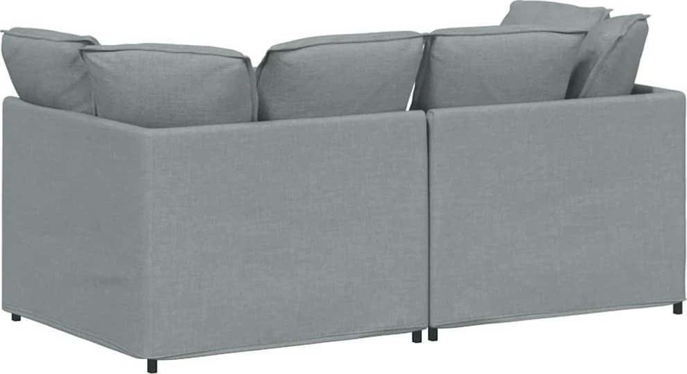 Modulinė sofa su pagalvėlėmis, audinys, šviesiai pilka