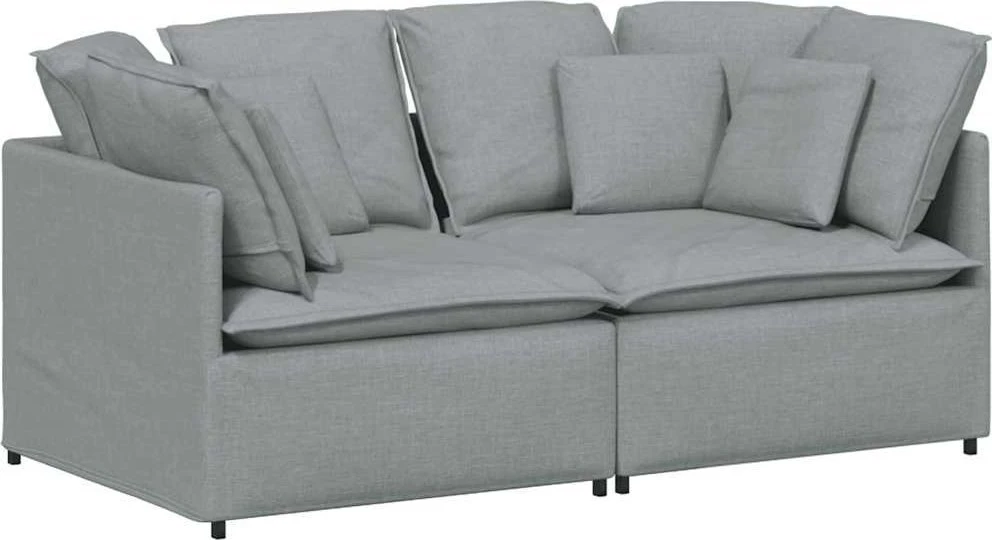 Modulinė sofa su pagalvėlėmis, audinys, šviesiai pilka
