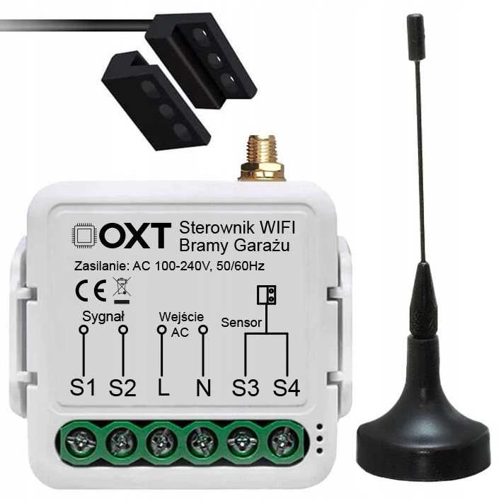 Tuya – vieno kanalo WiFi vartų valdiklis su antena ir jutikliu – Android / iOS programėlė – OXT T211G