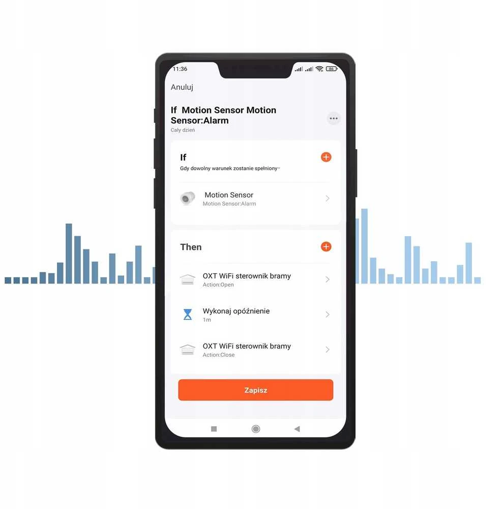 Tuya – vieno kanalo WiFi vartų valdiklis su antena ir jutikliu – Android / iOS programėlė – OXT T211G