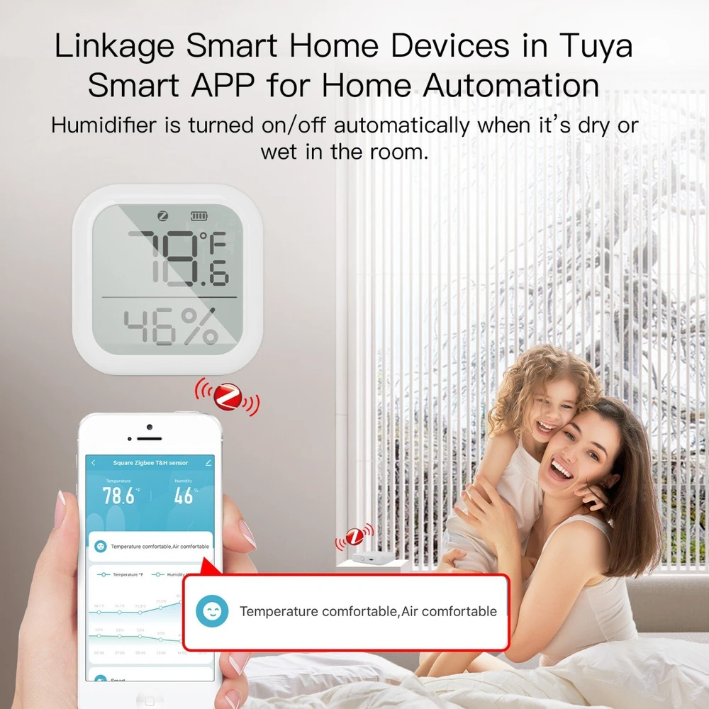 Moes Išmanusis bevielis patalpos temperatūros ir drėgmės jutiklis, ZigBee, TUYA / Smart Life