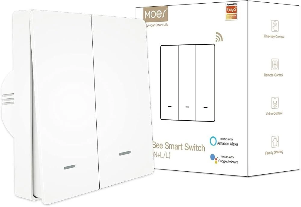 MOES ZS-B-EU2 ZigBee 2 kanalų šviesos jungiklis