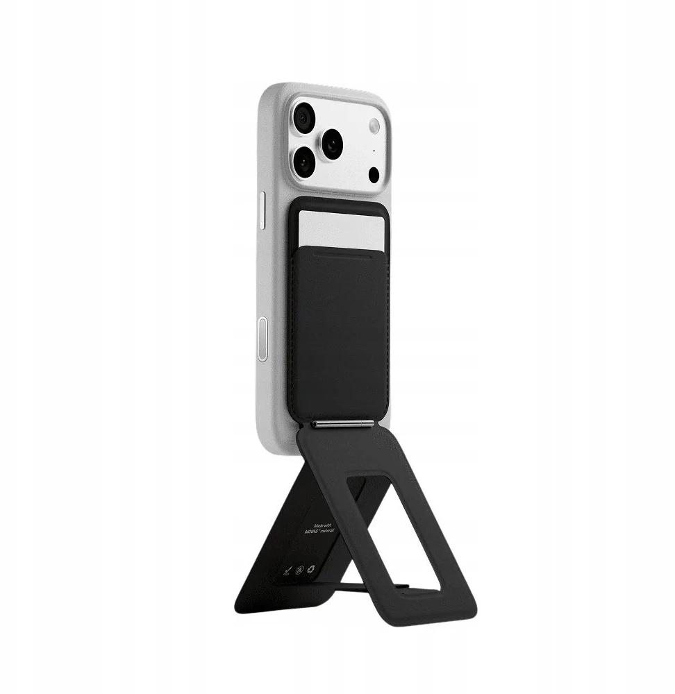 Dėklas Moft Movas Snap Tripod MagSafe Magnetic Wallet and Phone Stand in misty juodos spalvos