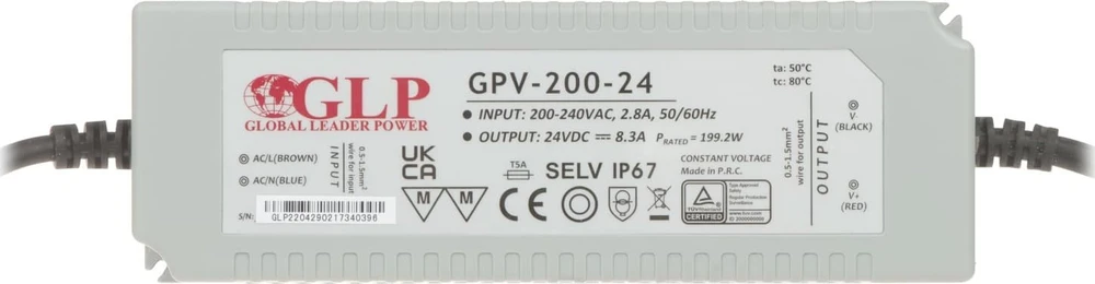 GLP 200W LED Maitinimo šaltinis GPV 24V IP67