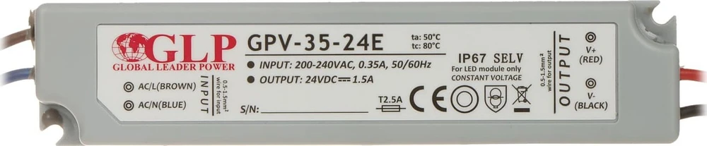 Mojeledy 36W LED maitinimo šaltinis GLP, 24V/1.5A, IP67