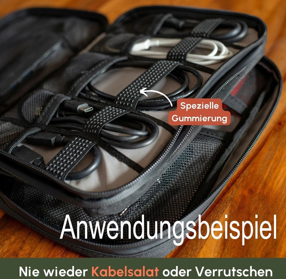 „MoKo C-ROPE Organizer“ elektronikai, atspari vandeniui, juodos spalvos, mažmeninė prekyba