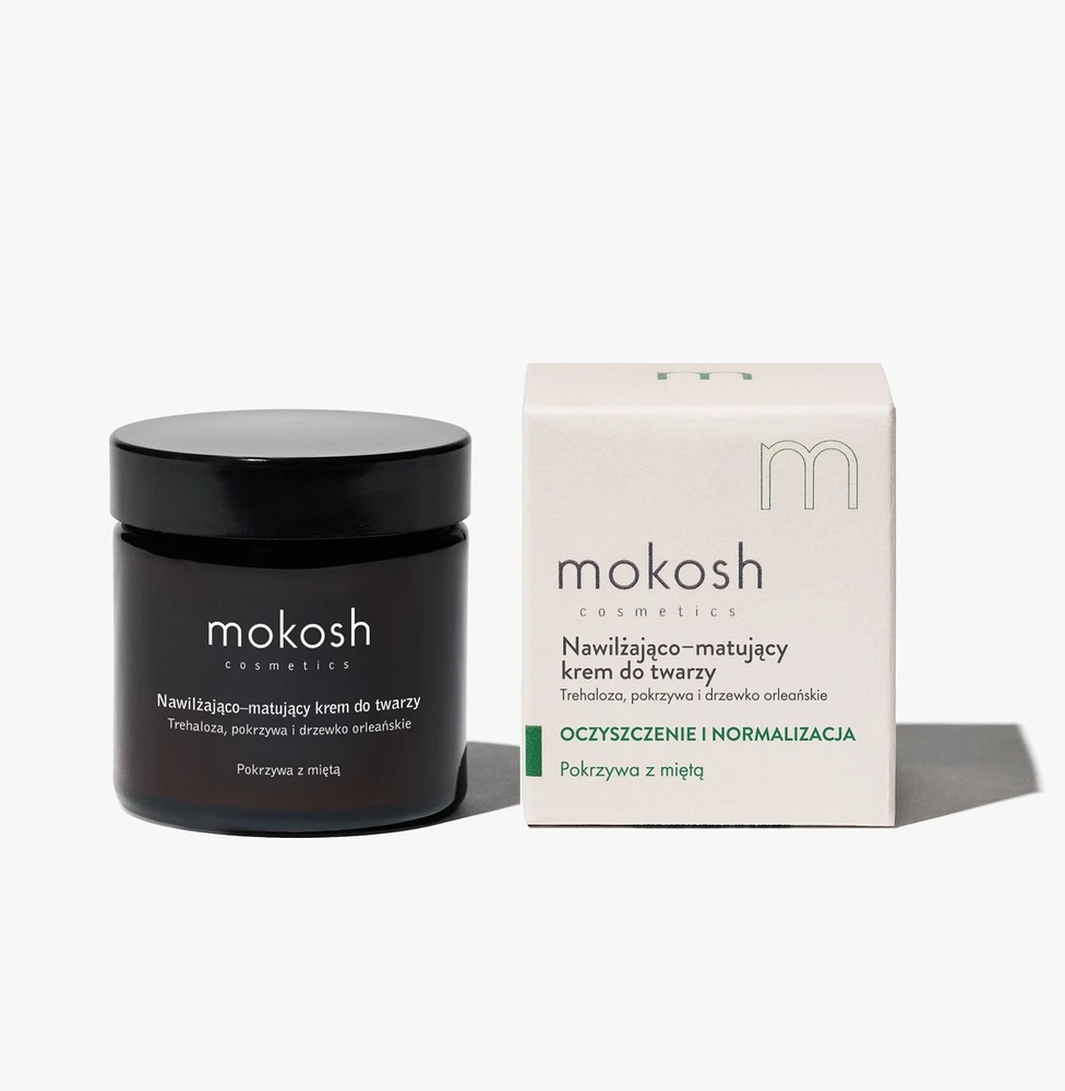 Mokosh Drėkinamasis ir matinį atspalvį suteikiantis veido kremas „Dilgėlė su mėtomis“, 60 ml