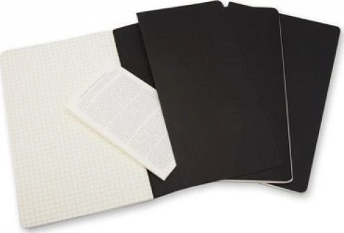 Užrašų knygutė Moleskine Cahier 9x14cm, langeliais, minkštu viršeliu, juodos spalvos