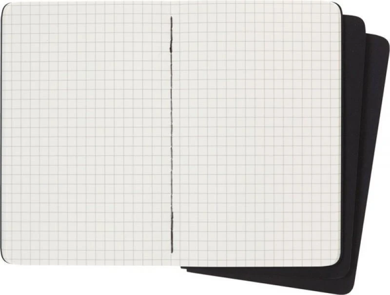 Užrašų knygutė Moleskine Cahier 9x14cm, langeliais, minkštu viršeliu, juodos spalvos