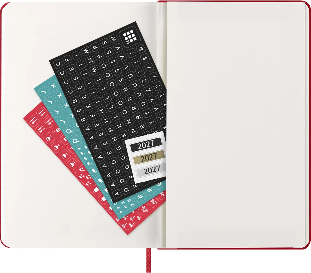 Kalender-märkmik Moleskine 2027 13x21cm, päev, kõvad kaaned, punane