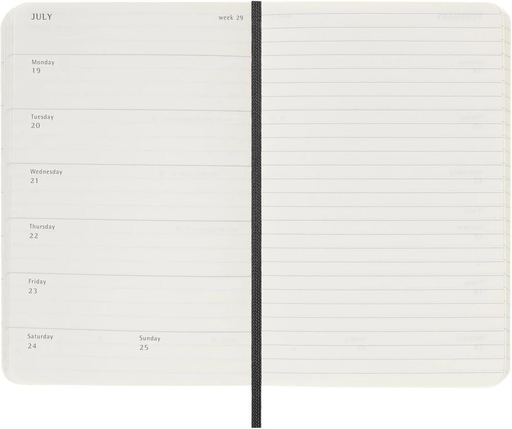 Kalendermärkmik Moleskine 2027 9x14cm, nädal, pehmed kaaned, must