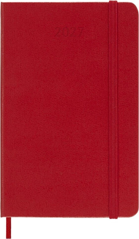 Kalendermärkmik Moleskine 2027 9x14cm, nädal, kõvad kaaned, punane