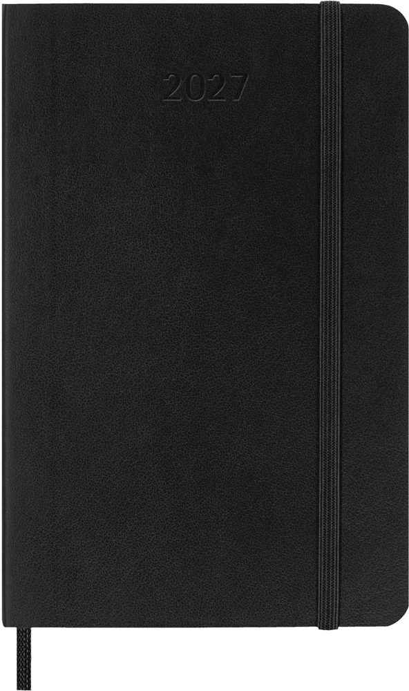 Kalendermärkmik Moleskine 2027 9x14cm, nädal, pehmed kaaned, must