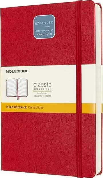 Moleskine MOLESKINE Classic L sąsiuvinis (13x21 cm), su pamušalu, kietu viršeliu, raudona raudona, 400 puslapių, raudona