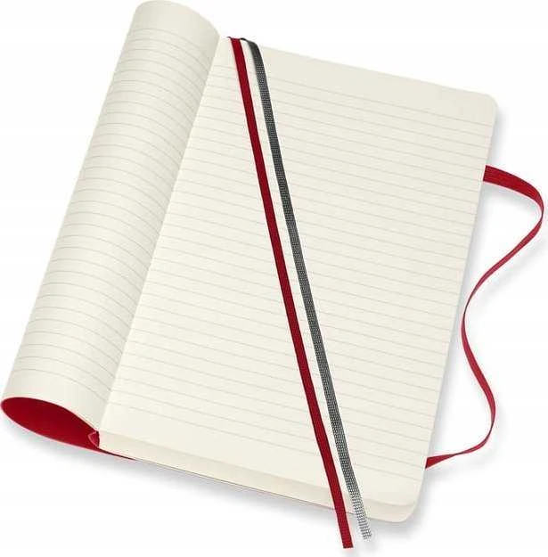 Moleskine MOLESKINE Classic L sąsiuvinis (13x21 cm), pamušalas, minkštu viršeliu, raudona raudona, 400 puslapių, raudona