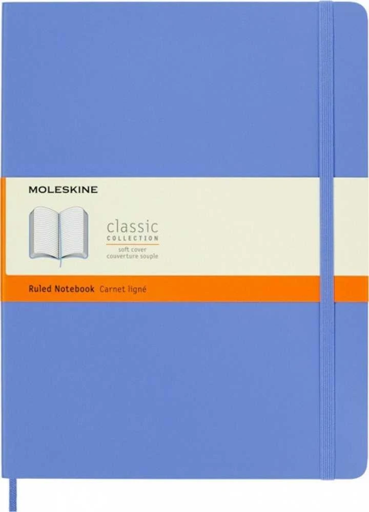 Moleskine Notes MOLESKINE Classic XL (19x25 cm) w linijos, minkšta oprawa, hydrangea mėlynas, 192 strony, mėlyna