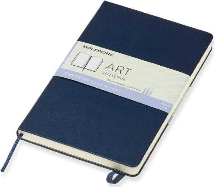 Užrašų knygutė Moleskine Sketchbooks 13x21cm, baltais lapais, kietu viršeliu, mėlynos spalvos
