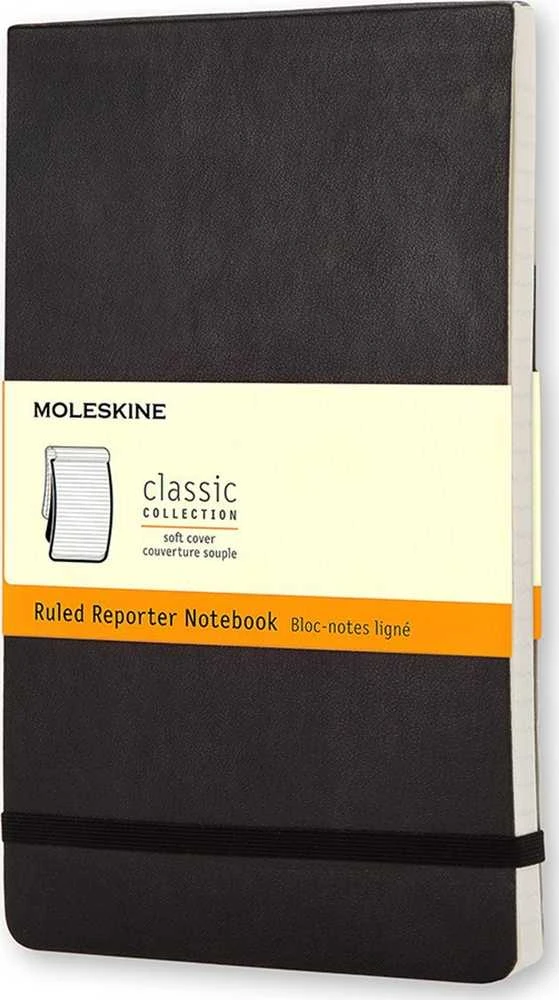 Moleskine Soft Cover Pocket Ruled Reporter Notebook: Juodas