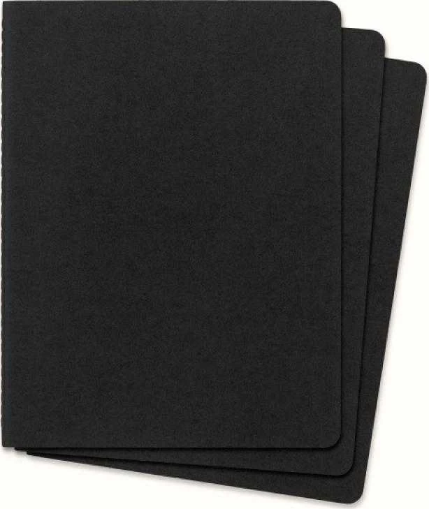 Užrašų knygutė Moleskine Cahier 19x25cm, baltais lapais, minkštu viršeliu, juodos spalvos