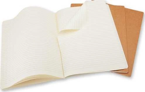 Užrašų knygutė Moleskine Cahier 19x25cm, linijomis, minkštu viršeliu, rudos spalvos, 3 vnt