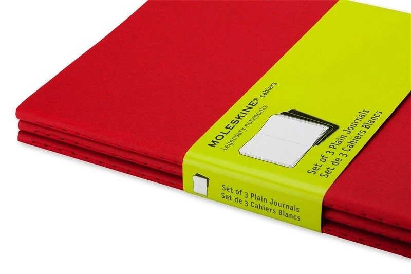 Moleskine 3 sąsiuvinių rinkinys MOLESKINE Cahier Journals, L, 13x21cm, lygus, 80 psl., spanguolių raudonumo