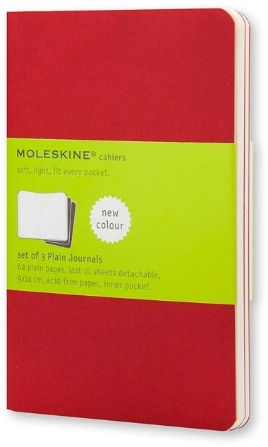 Moleskine 3 sąsiuvinių rinkinys MOLESKINE Cahier Journals, L, 13x21cm, lygus, 80 psl., spanguolių raudonumo