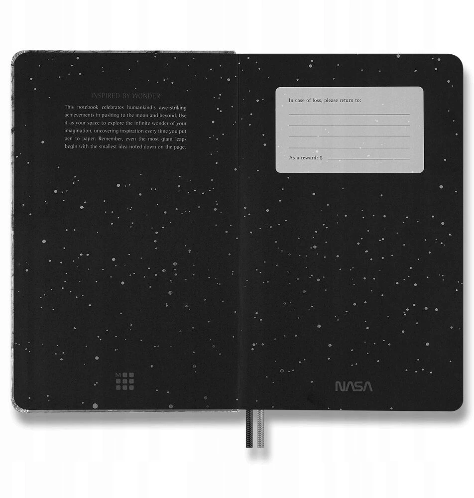 Moleskine rinkinys NASA: 2 segtukai + 1 sąsiuvinis L linijomis + 4 pieštukai (MS-9277543)