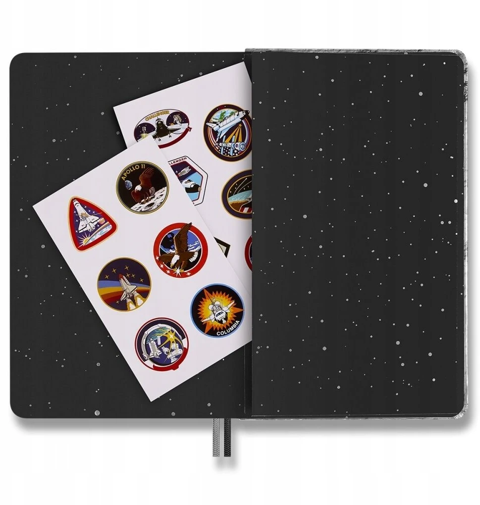 Moleskine rinkinys NASA: 2 segtukai + 1 sąsiuvinis L linijomis + 4 pieštukai (MS-9277543)