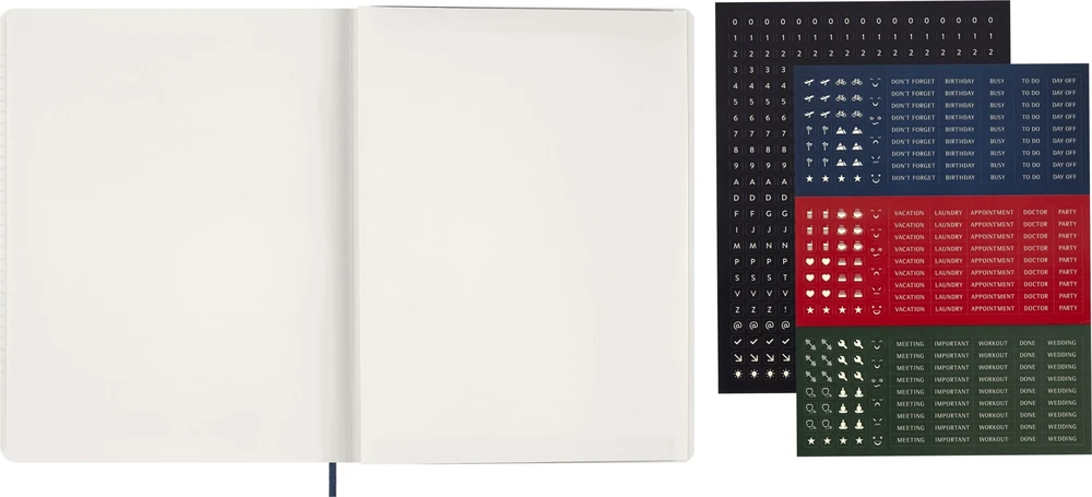 Moleskine savaitinis vertikalus kalendorius 2027, 13M, XXL, 23,5x28cm, minkšti viršeliai, safyro mėlyna (MS-9278847)