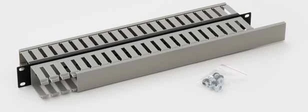 Molex Pn TRITON 19" stelažų panelė 1U dvipusis plastikinis bėgelis, pilkas