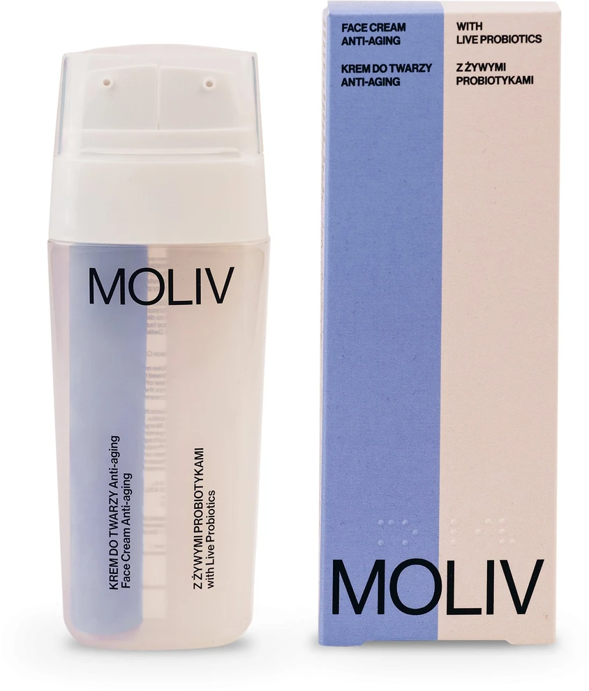 MOLIV Anti-Aging veido kremas su gyvaisiais probiotikais 30ml