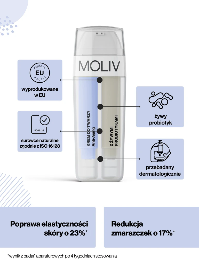 MOLIV Anti-Aging veido kremas su gyvaisiais probiotikais 30ml