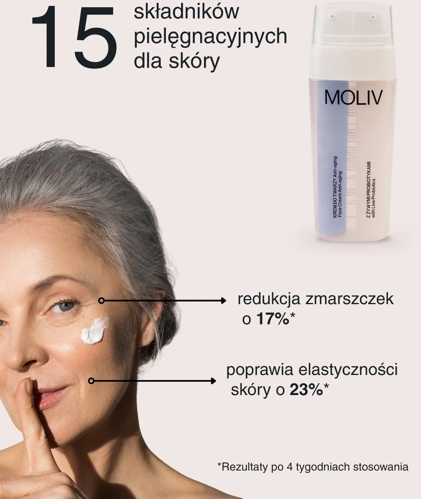 MOLIV Anti-Aging veido kremas su gyvaisiais probiotikais 30ml