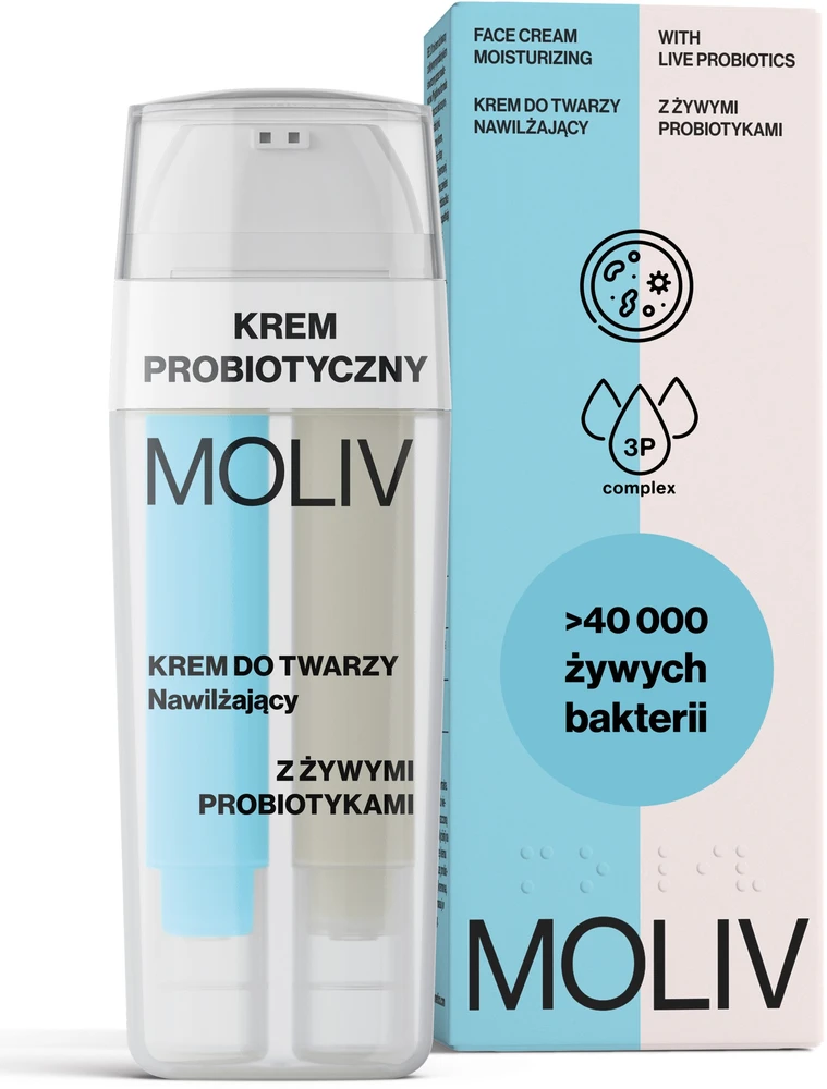 Moliv BE`LIV drėkinantis veido kremas su gyvais probiotikais 30ml