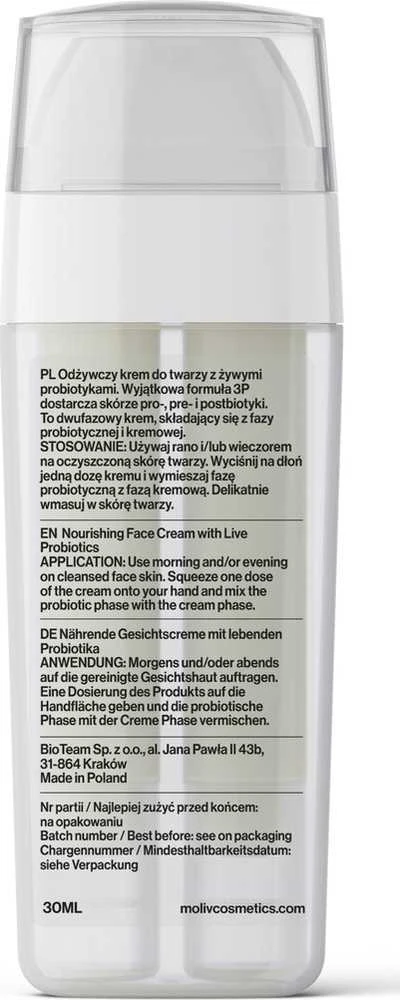 Nezatříděno Moliv BE`LIV Maistinė veido kremas su gyvų probiotikų 30ml