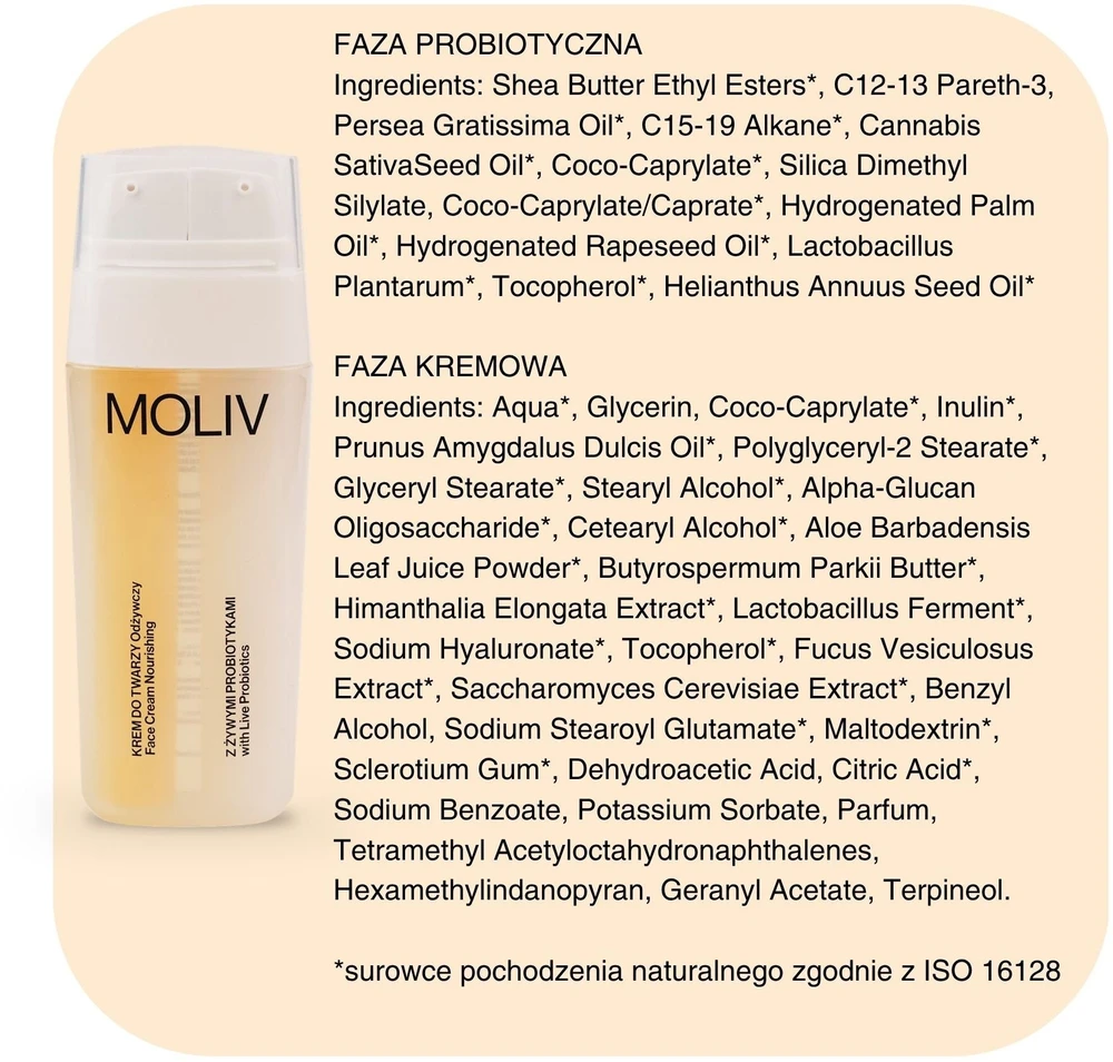 MOLIV Maitinamasis veido kremas su gyvais probiotikais 30ml