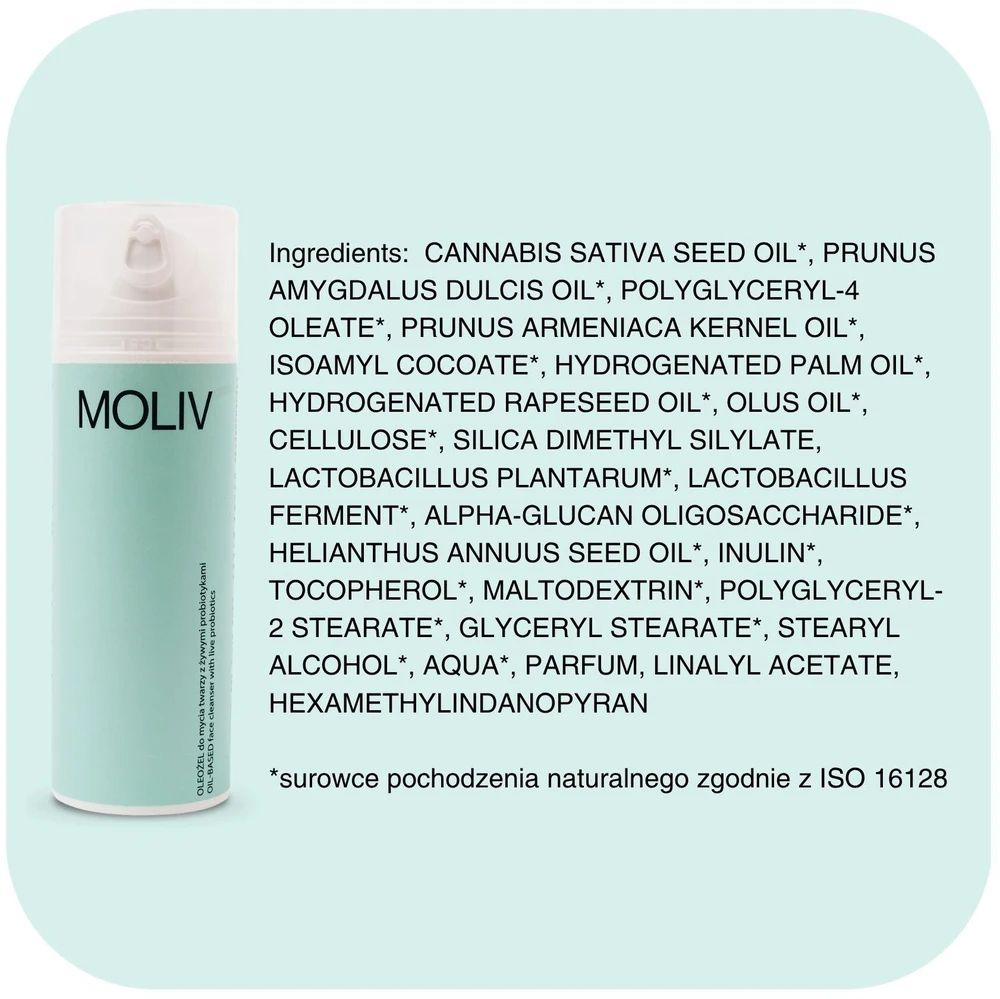 Molio MOLIV Veido prausimo aliejinis gelis su gyvais probiotikais 50 ml.