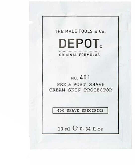 Depot, 400 Shave Specifications No. 401, raminamieji kremai prieš ir po skutimosi, 10 ml