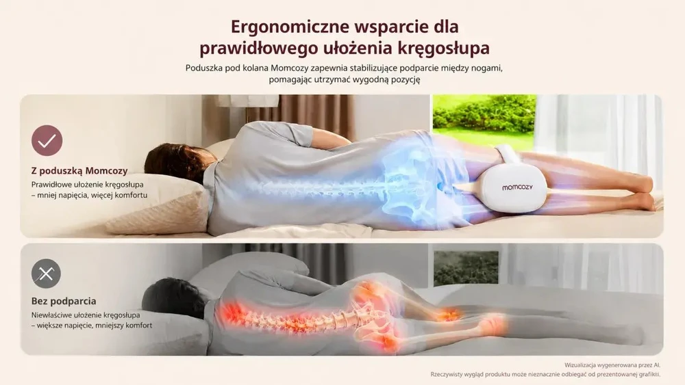 Momcozy EP001 | Pagalvė tarp kelių miegojimui ant šono | Kreminės baltos spalvos