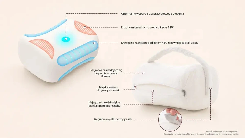Momcozy EP001 | Pagalvė tarp kelių miegojimui ant šono | Kreminės baltos spalvos