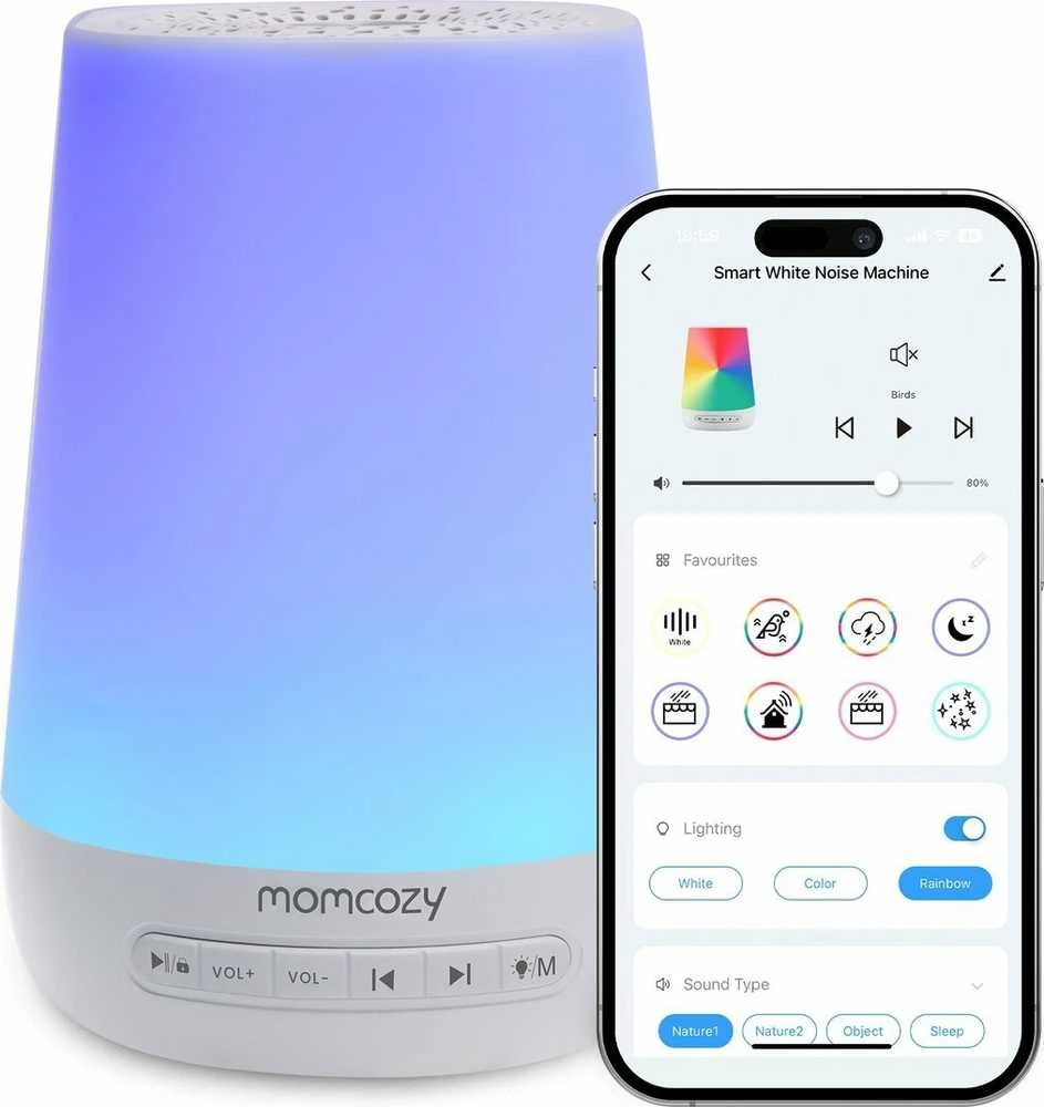 Momcozy baltojo triukšmo aparatas - šviestuvas