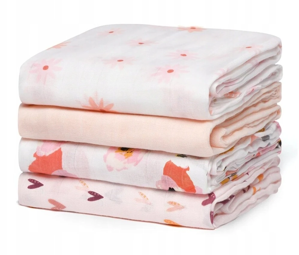 MOMCOZY SJ003 pieluszki muślinowe do otulania, 4 vnt., 47 x 47 cali
