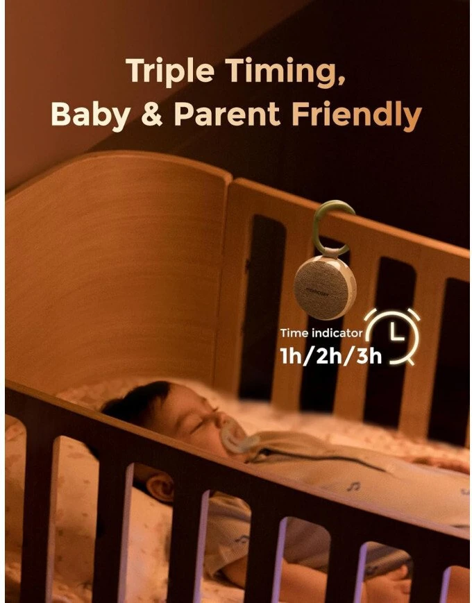 MOMCOZY MOBILUS BALTOJO TRIUKŠMO APARATAS SU NAKTINE ŠVIESA