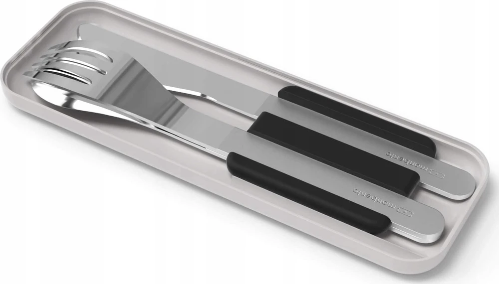 Monbento Rinkinys Travel Cutlery Slim Box juoda